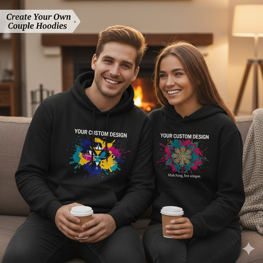 Personalized Couple Hoodies | Custom Matching Set for Him & Her