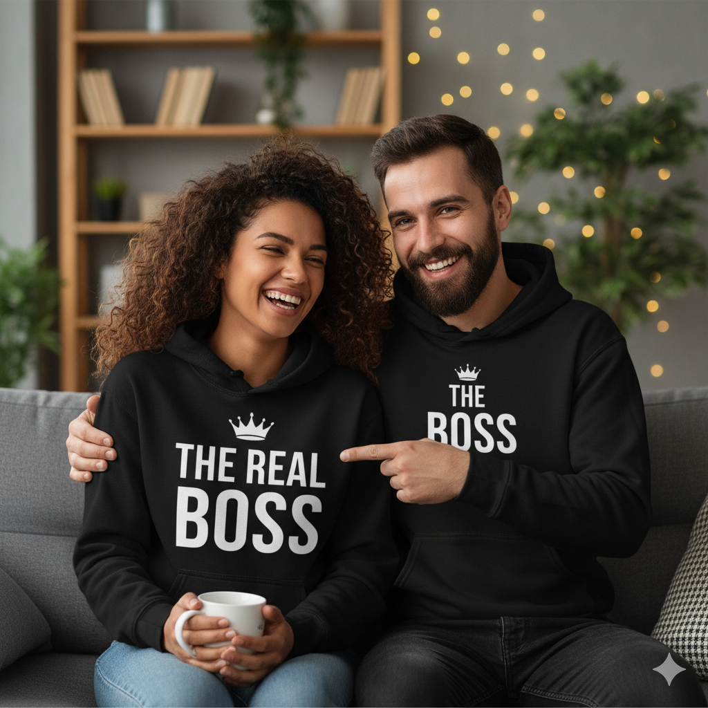 The Boss & The Real Boss - Couple Matching Hoodies
